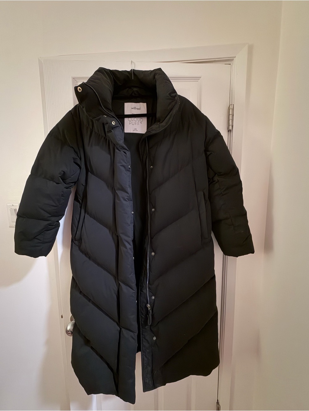 Aritzia Wilfred Black Long Down Puffer Coat